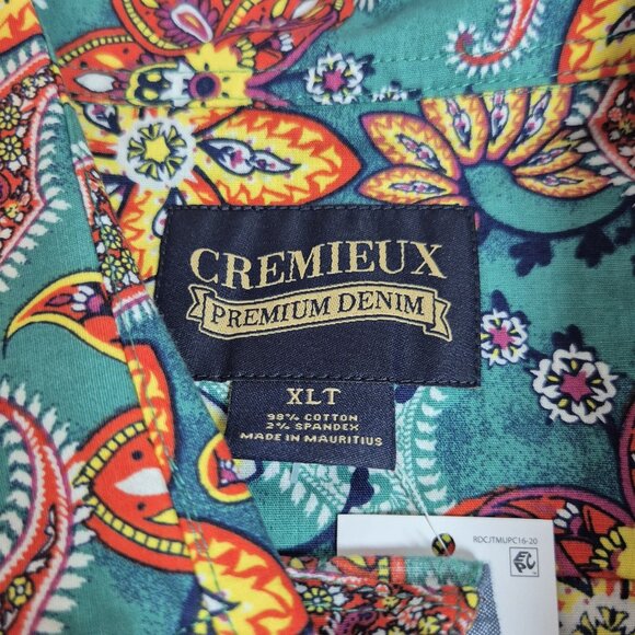 CREMIEUX PREMIUM DENIM Men's Size XLT Shirt Stretch Lightweight Green Multi  (54 - Picture 6 of 9